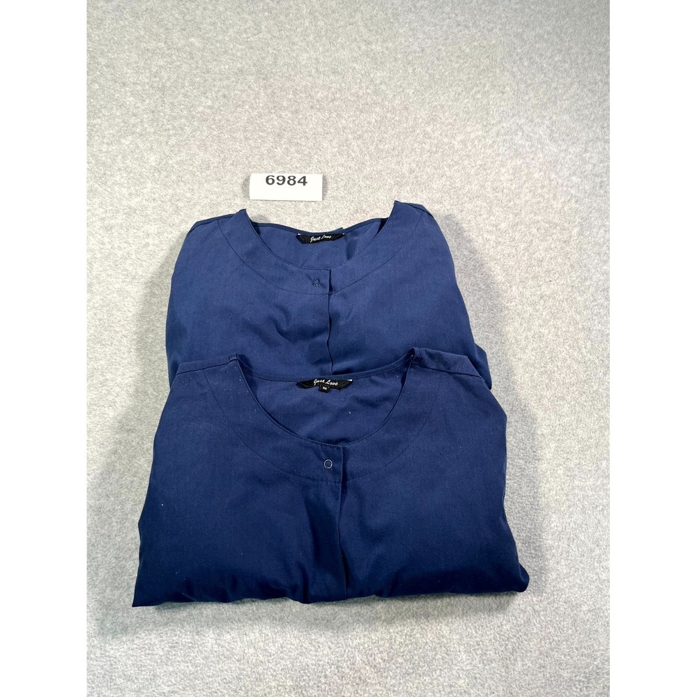 Just Love Scrub Jacket Womens 3X Navy Blue Round Neck Medical Workwear‎ Lot of 2